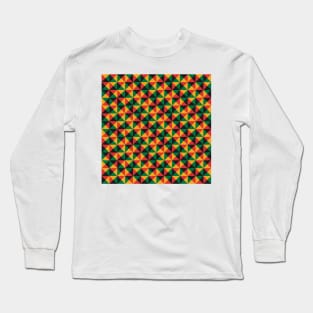 Geometric Triangle Pattern (Rasta Colours) Long Sleeve T-Shirt